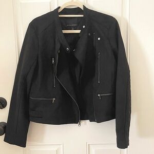 Vegan Suede Moto Jacket, Black